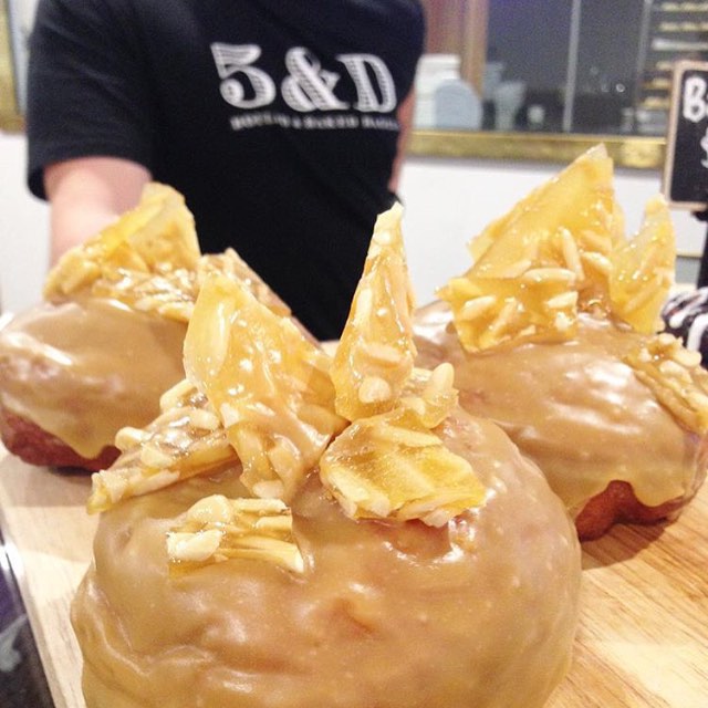 Banana cream donut! #today #donut #bagel #coffee #melbournefood #melbourne #melbournecbd